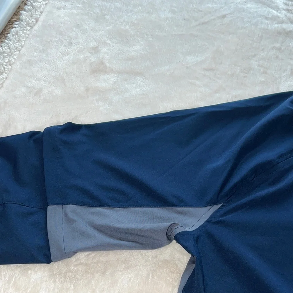 Adidas Men's Windbreaker Jacket Blue and Gray 1/4 Zip Pullover SZ L